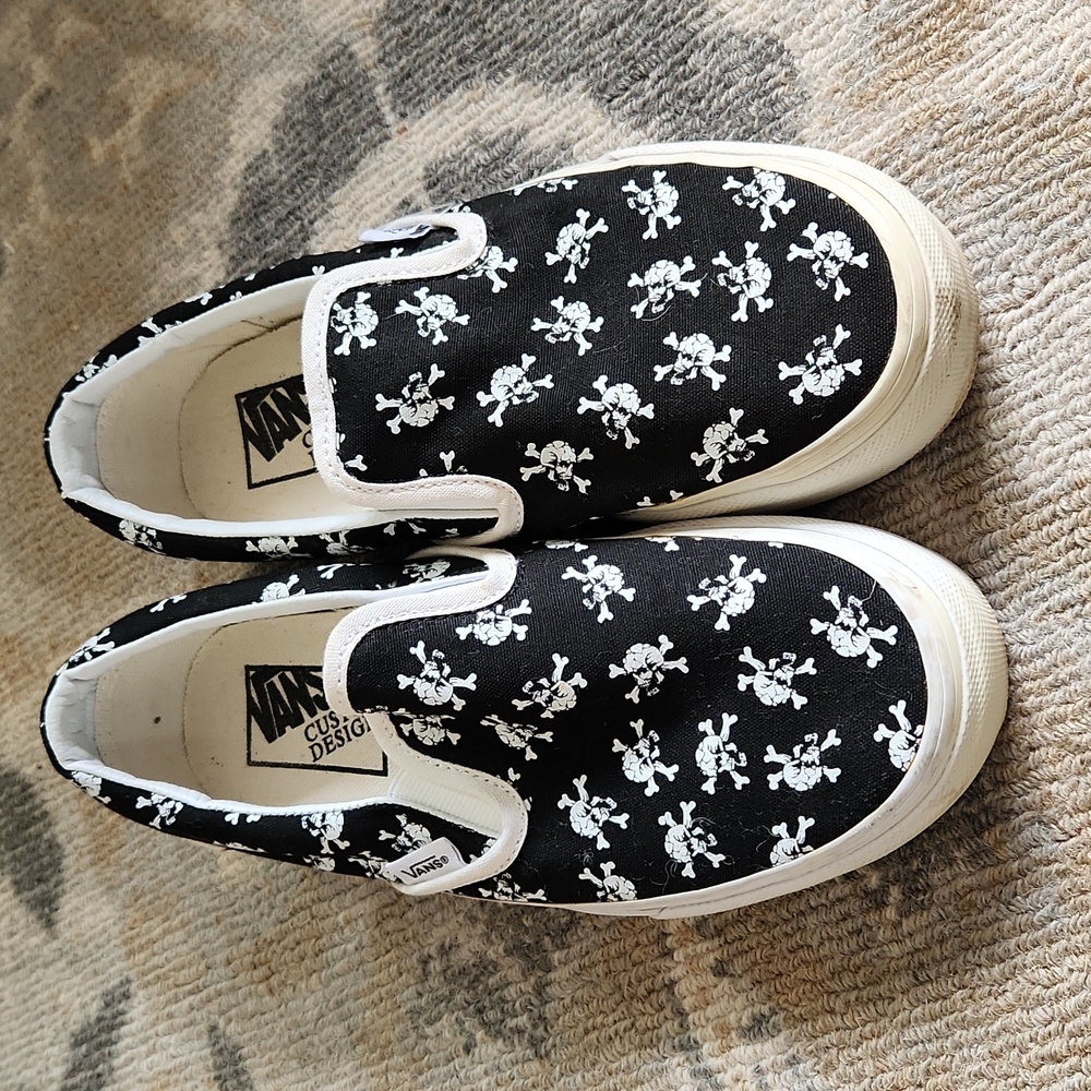 Vans Black and White Skull Sneakers